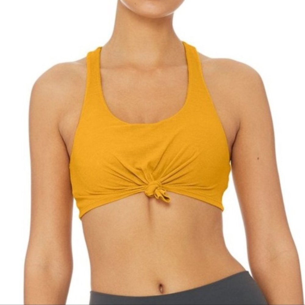 Alo Yoga Knot Bra in Tuscan Sun